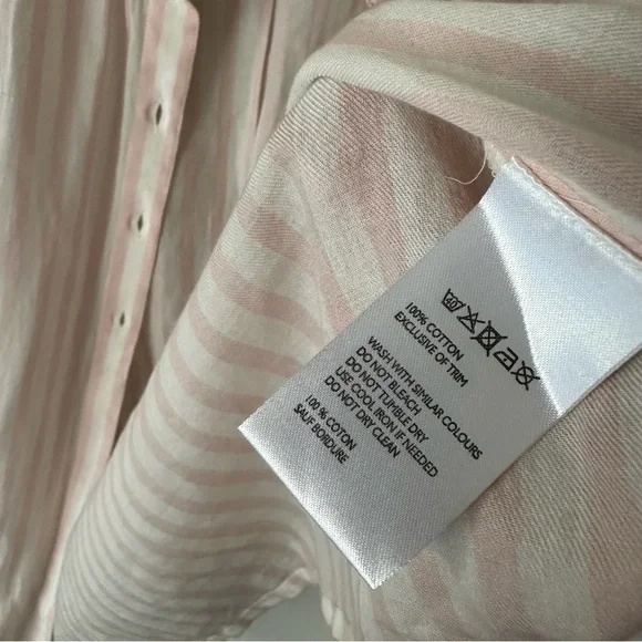 Urban Outfitters BDG Striped Button Down Blouse Pink and White M - Picture 8 of 12